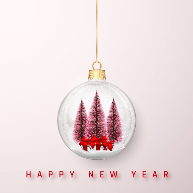 Festive christmas background. christmas pine tree and shiny glitter glowing christmas balls.