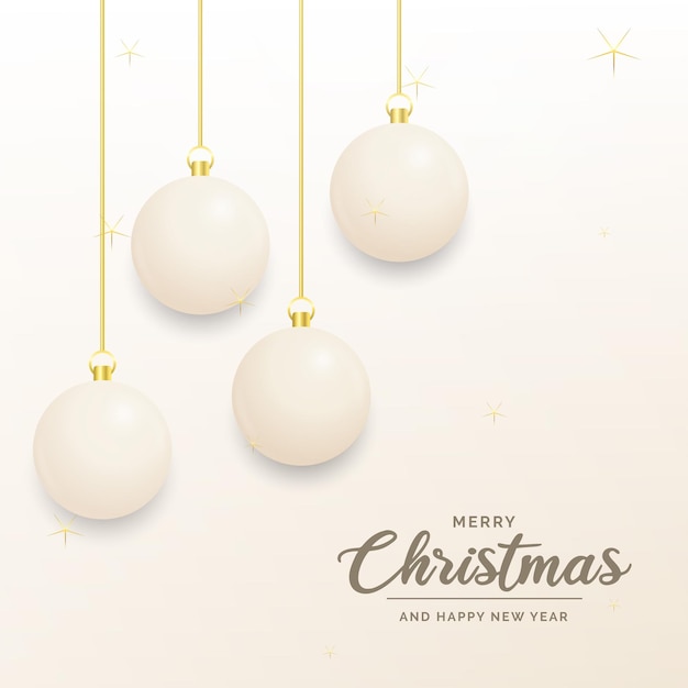 Vector festive christmas decoration white and gold christmas balls for website social networks blog or your video channel vector illustration