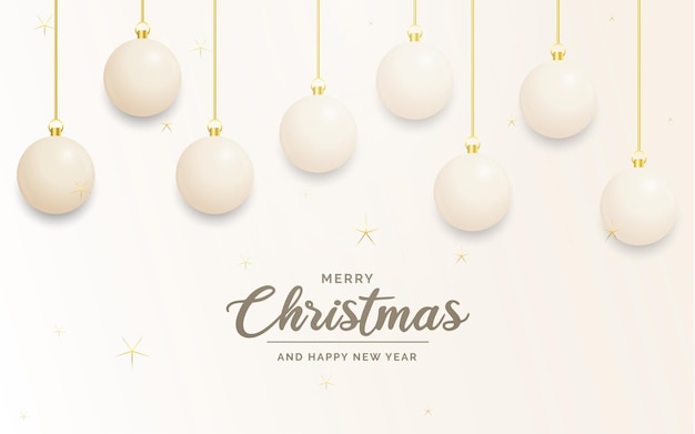 Vector festive christmas decoration white and gold christmas balls for website social networks blog or your video channel vector illustration