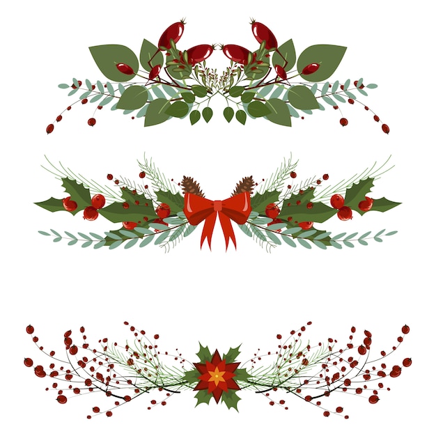 Vector festive christmas garland frame divider