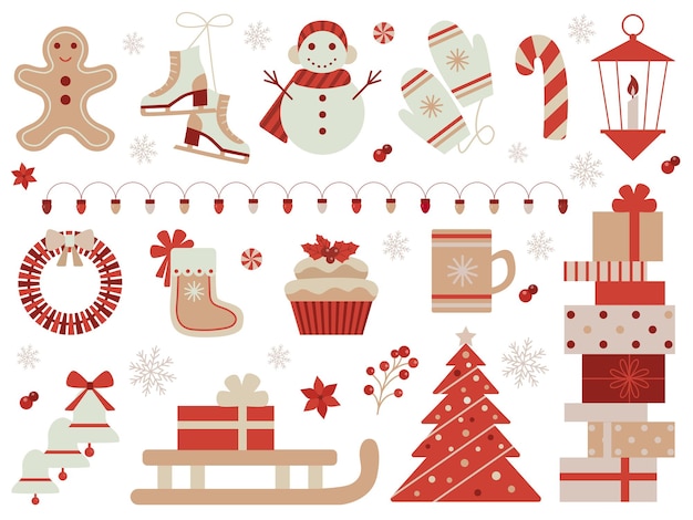 Premium Vector  Festive Christmas Icons and Elements