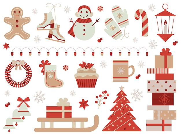 Festive Christmas Icons and Elements