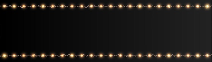 Vector festive christmas light gold garlands png. decor element for postcards, invitations, backgrounds.