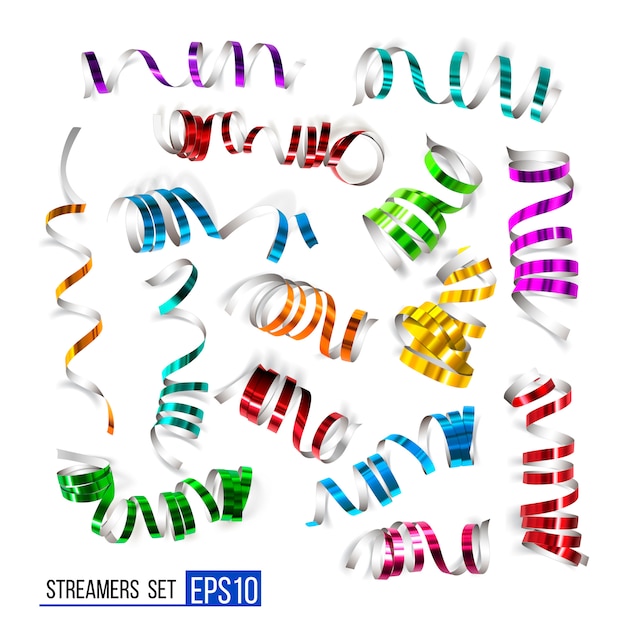 Festive colorful ribbons on white