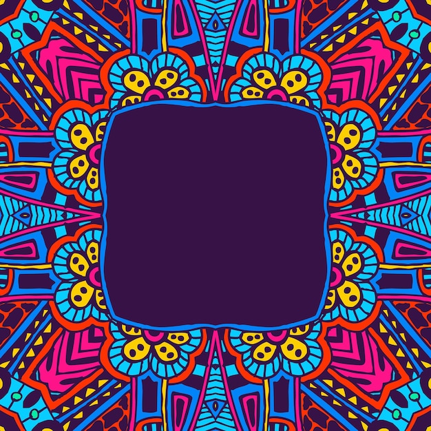 Festive Colorful seamless vector ethnic tribal frame. Geometric border ornamental