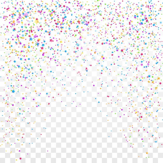 Festive colorful star confetti background.