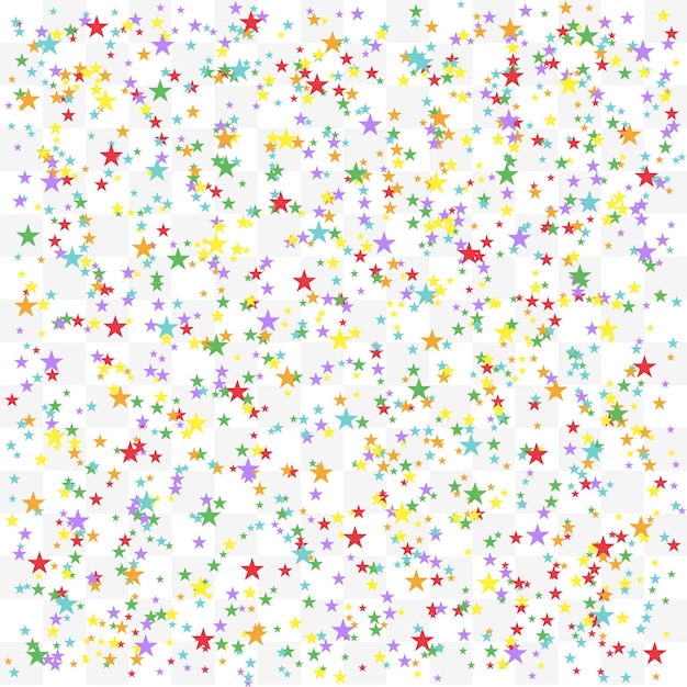 Festive colorful star confetti Rainbow stars on transparent background Vector illustration