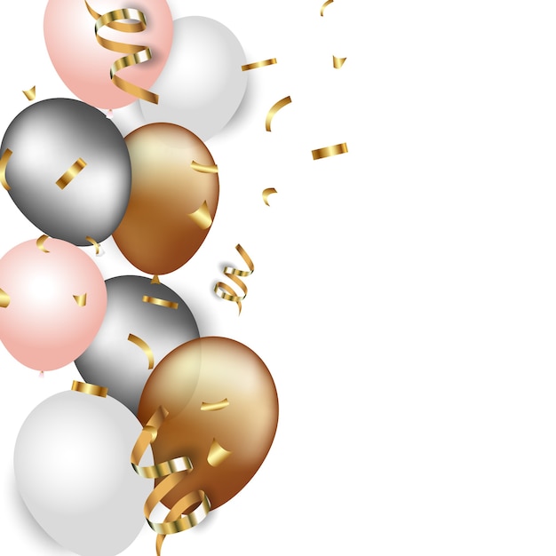 Festive confetti and balloons on a transparent background