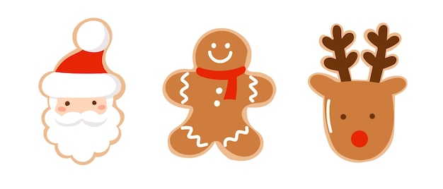 Festive cookies Cartoon colored Christmas cookies Vector illustration