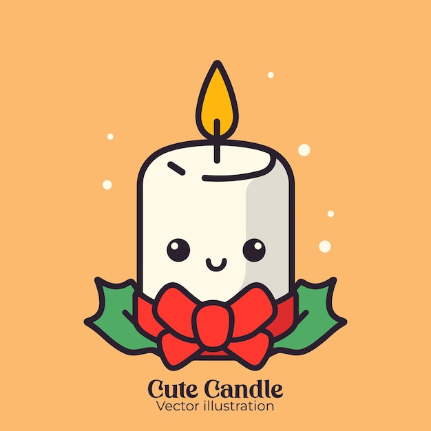 Festive and Cute A Christmas Candle Vector Illustration