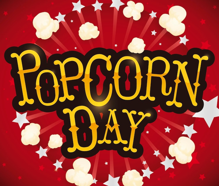 Vector festive design in a magic explosion releasing stars and popped corn during popcorn day celebration