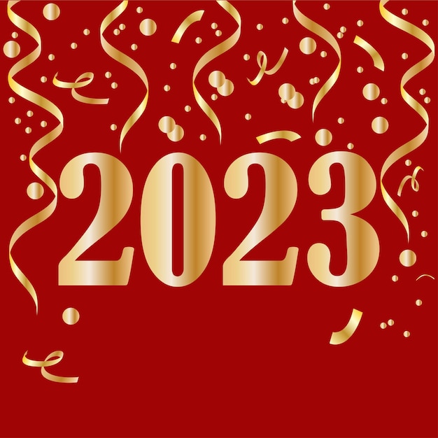 Festive design with golden numbers 2023 confetti