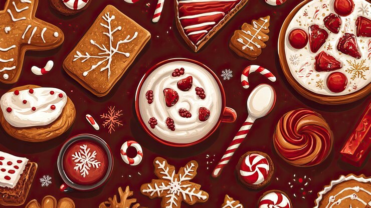 Vector festive desserts collection holiday baking amp comfort foods