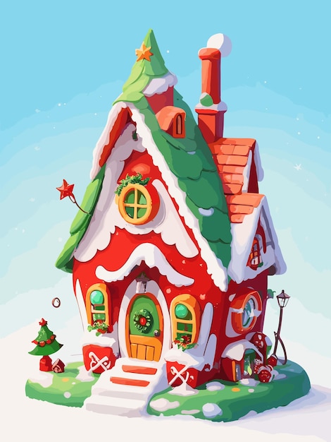 Festive elf dwelling christmas house coloring