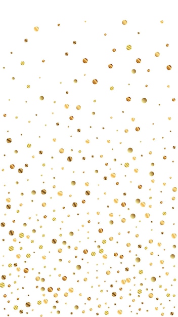 Праздничное сказочное конфетти. праздник звезд. редкое золотое конфетти на белом фоне. отличный праздничный шаблон наложения. вертикальный векторный фон.