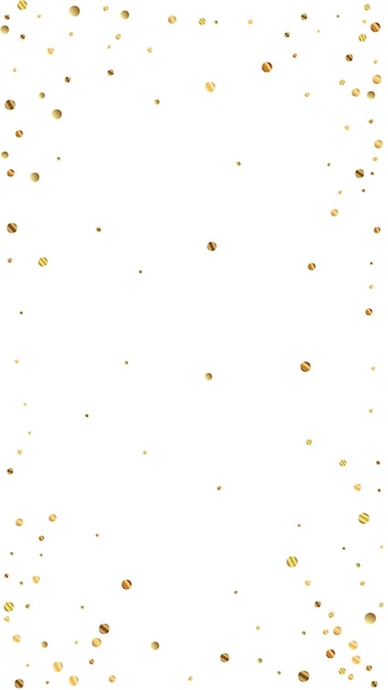 Vector festive fine confetti. celebration stars. sparse gold confetti on white background. fascinating festive overlay template. vertical vector background.