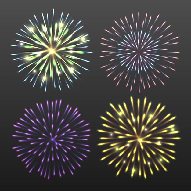 Festive firework on dark background vector illustration