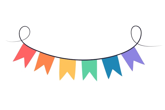 Festive flags garland in lgbt rainbow colors Colorful party decoration Vector illustration