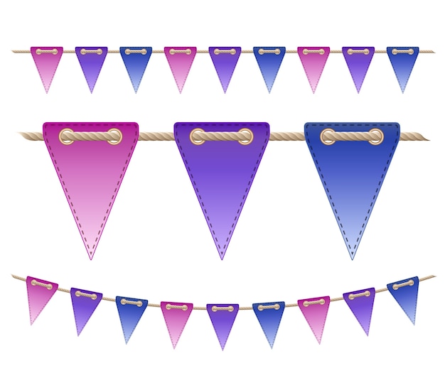 Vector festive flags on white background.