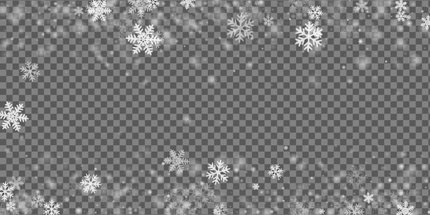 Праздничные летающие снежинки на фоне Снегопад пятнышки замороженные частицы