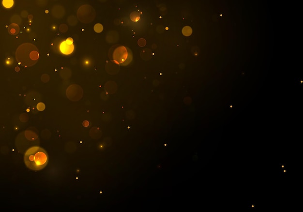 Festive golden luminous background with colorful lights bokeh. Christmas concept.