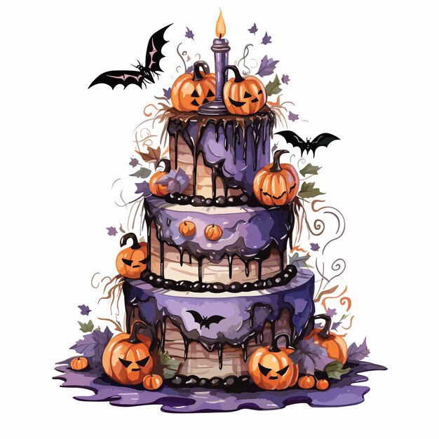 Vettore torta festiva di halloween decorata