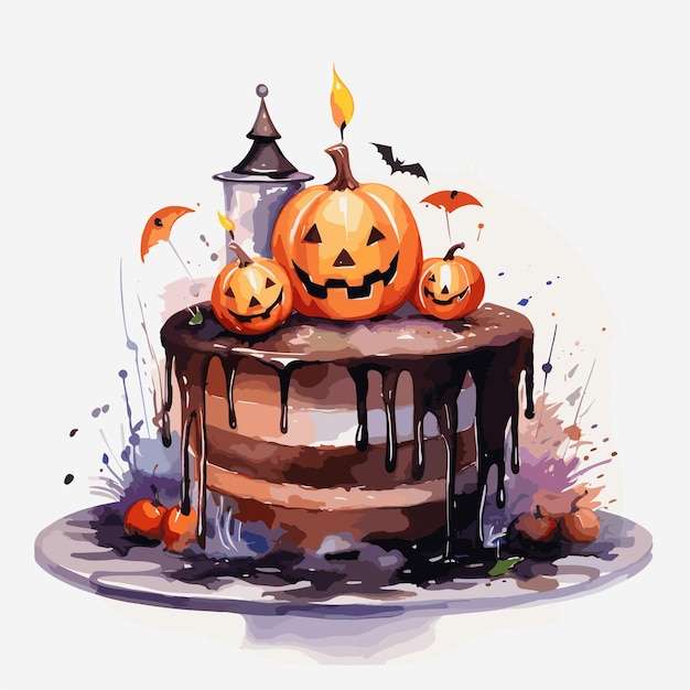 Vettore torta festiva di halloween decorata