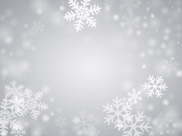 Festive heavy snowflakes backdrop snowfall speck ice particles snowfall sky white gray background bokeh snowflakes december theme snow hurricane landscape