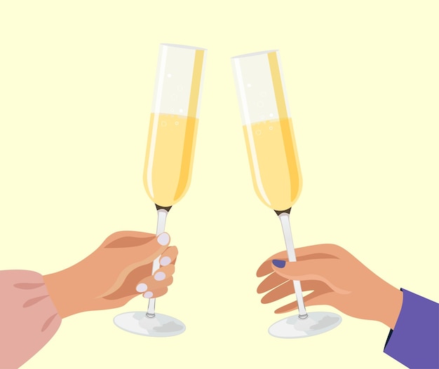 축제 일러스트레이션 손에 페인 컵 새해 또는 크리스마스 배경