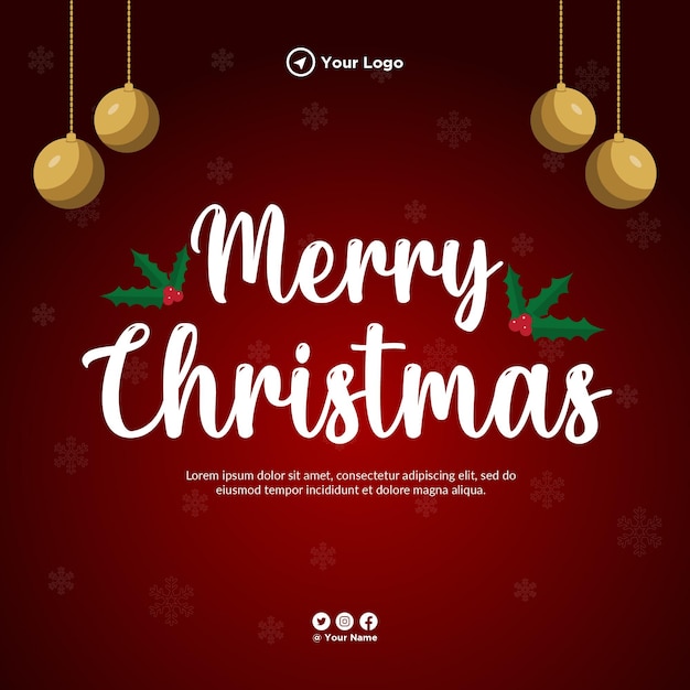 Festive merry christmas banner template