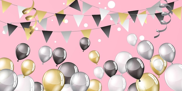 Vector festive party balloons illustration large background