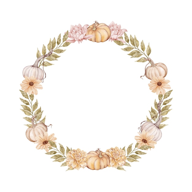 Vector festive round wreath for thanksgiving