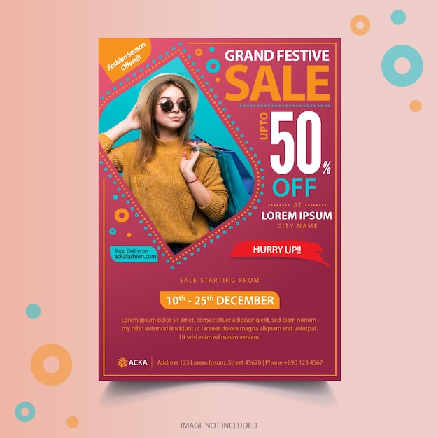 Vector festive sale flyer template design