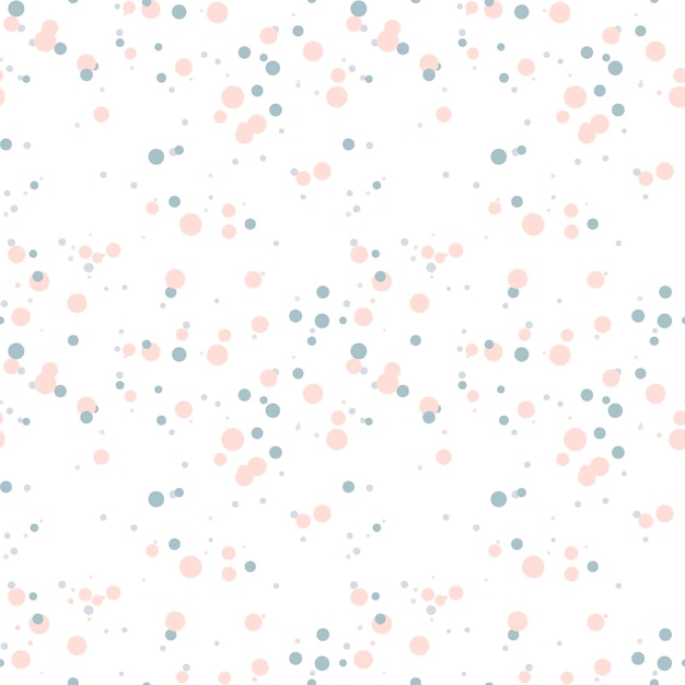 Vector festive seamless pattern with colorful round paint splatters. messy overlay circles on white