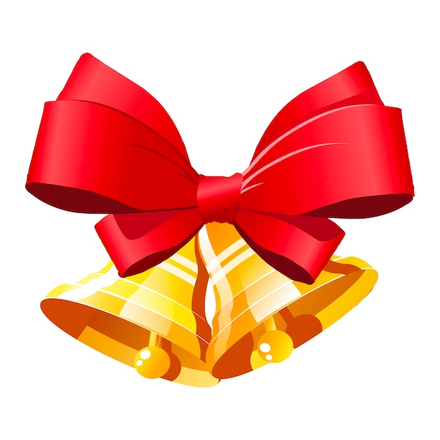 Vector festive two bells with a red bow