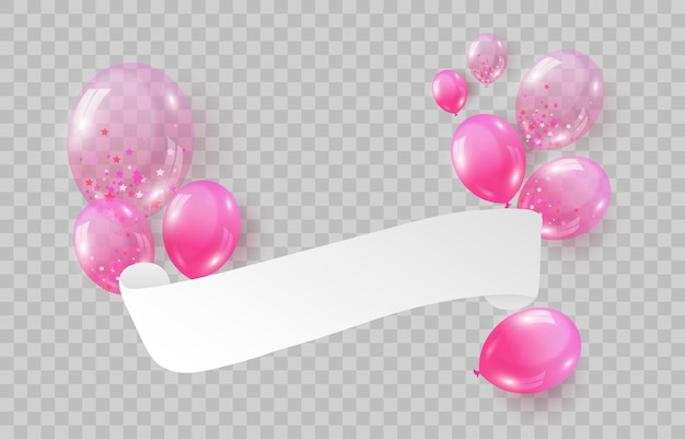 Festive vector helium balloons, Birthday baloon flying for party, vector celebration banner, png