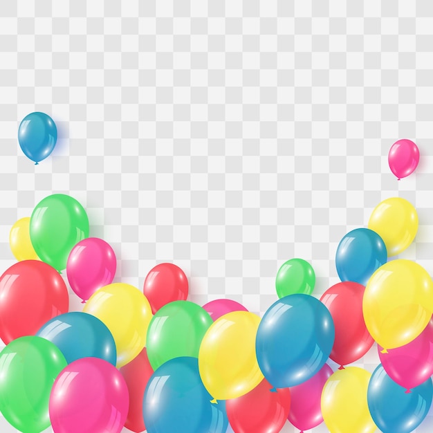 Vector festive vector helium balloons, birthday baloon flying for party, vector celebration banner, png