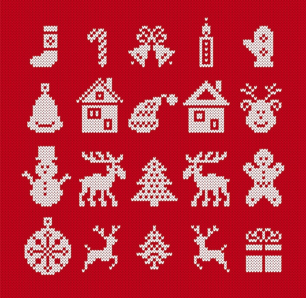 Vector festive xmas ugly elements christmas knit seamless pattern sweater xmas border fair isle ornament