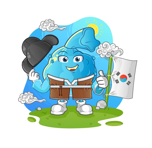 fever compress korean culture vector. cartoon character