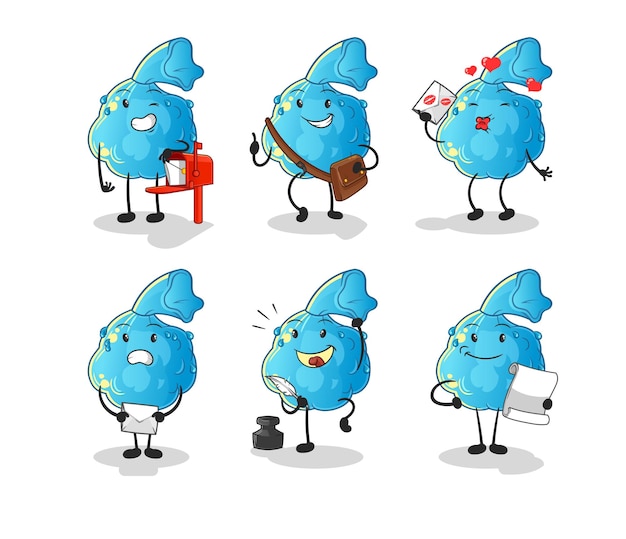 Fever compress postman set character. cartoon mascot vector