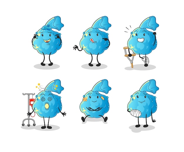 Fever compress sick group character. cartoon mascot vector