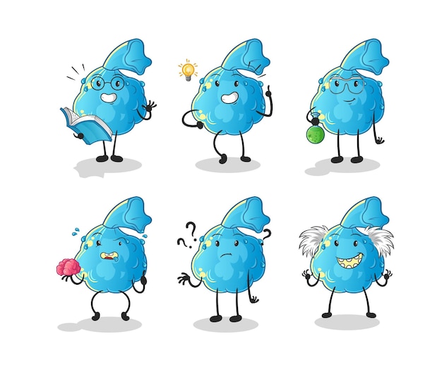 Vector fever compress thinking group character. cartoon mascot vector