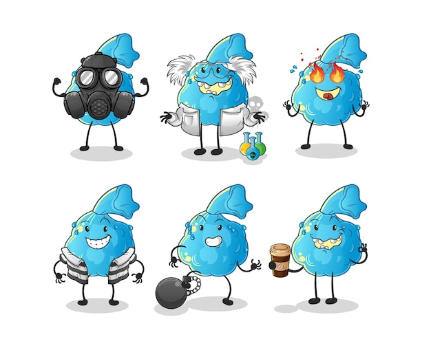 Fever compress villain group character. cartoon mascot vector