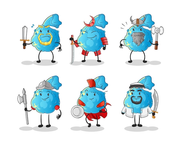 Fever compress warrior group character. cartoon mascot vector