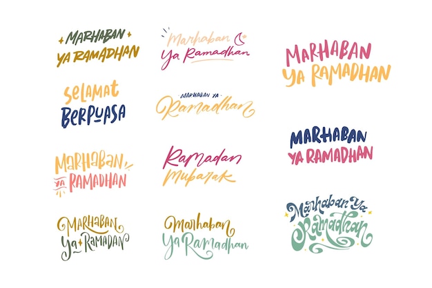 Vector a few different handlettering for ramadan