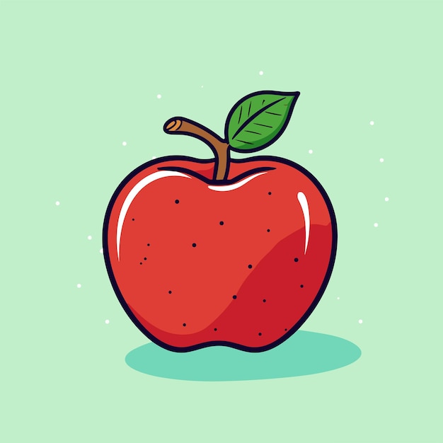 A few red ripe apples with leaves vector illustration