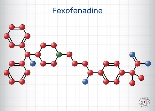 Fexofenadine molecuul Structurele formule blad papier in een kooi Vector illustratie