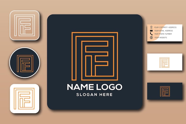 Ff elegante monogram logo sjabloon