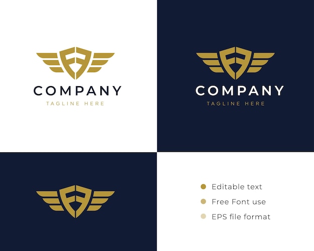 Ff logo monogram with shield shape logo vector