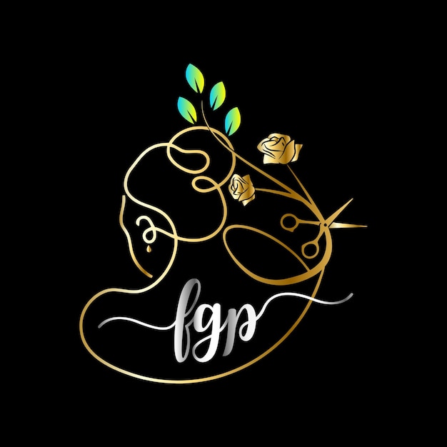 FGP aanvankelijk logo, salon, Luxury Cosmetics Spa Beauty vectorsjabloon